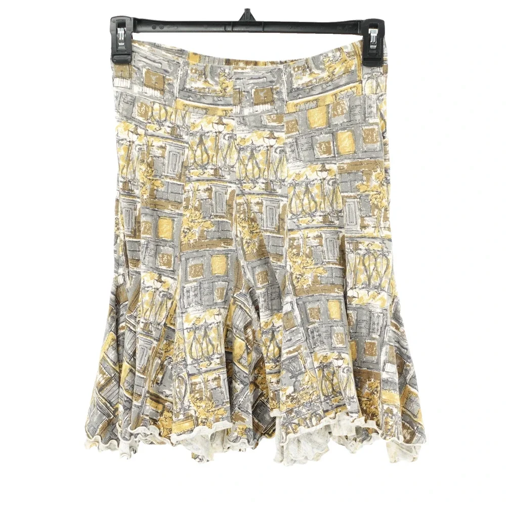 Effie's Heart Skirt‎ SZ M Pleated Hem Boho Art to Wear Maximalist Stretch Modern